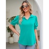 image:imageMicoson Womens Puffy Short Sleeve Polo Tee Shirt Collared Tunic BlousesAqua