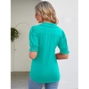image:imageMicoson Womens Puffy Short Sleeve Polo Tee Shirt Collared Tunic BlousesAqua