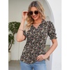 image:imageMicoson Womens Puffy Short Sleeve Polo Tee Shirt Collared Tunic BlousesArmy Green Floral
