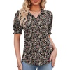 image:imageMicoson Womens Puffy Short Sleeve Polo Tee Shirt Collared Tunic BlousesArmy Green Floral