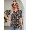 image:imageMicoson Womens Puffy Short Sleeve Polo Tee Shirt Collared Tunic BlousesArmy Green Floral