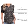 image:imageMicoson Womens Puffy Short Sleeve Polo Tee Shirt Collared Tunic BlousesBlack Floral