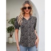image:imageMicoson Womens Puffy Short Sleeve Polo Tee Shirt Collared Tunic BlousesBlack Floral
