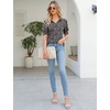 image:imageMicoson Womens Puffy Short Sleeve Polo Tee Shirt Collared Tunic BlousesBlack Floral