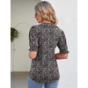 image:imageMicoson Womens Puffy Short Sleeve Polo Tee Shirt Collared Tunic BlousesBlack Floral