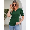 image:imageMicoson Womens Puffy Short Sleeve Polo Tee Shirt Collared Tunic BlousesGreen