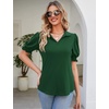 image:imageMicoson Womens Puffy Short Sleeve Polo Tee Shirt Collared Tunic BlousesGreen