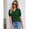 image:imageMicoson Womens Puffy Short Sleeve Polo Tee Shirt Collared Tunic BlousesGreen