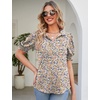 image:imageMicoson Womens Puffy Short Sleeve Polo Tee Shirt Collared Tunic BlousesPink Floral