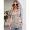 image:imageMicoson Womens Puffy Short Sleeve Polo Tee Shirt Collared Tunic BlousesPink Floral