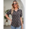 image:imageMicoson Womens Puffy Short Sleeve Polo Tee Shirt Collared Tunic BlousesRed Floral