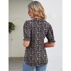 image:imageMicoson Womens Puffy Short Sleeve Polo Tee Shirt Collared Tunic BlousesRed Floral