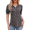 image:imageMicoson Womens Puffy Short Sleeve Polo Tee Shirt Collared Tunic BlousesRed Floral