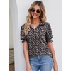 image:imageMicoson Womens Puffy Short Sleeve Polo Tee Shirt Collared Tunic BlousesRed Floral