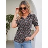 image:imageMicoson Womens Puffy Short Sleeve Polo Tee Shirt Collared Tunic BlousesRed Floral