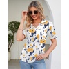 image:imageMicoson Womens Puffy Short Sleeve Polo Tee Shirt Collared Tunic BlousesWhite Yellow Floral