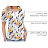 image:imageMicoson Womens Puffy Short Sleeve Polo Tee Shirt Collared Tunic BlousesWhite Yellow Floral