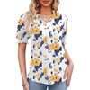 image:imageMicoson Womens Puffy Short Sleeve Polo Tee Shirt Collared Tunic BlousesWhite Yellow Floral