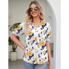 image:imageMicoson Womens Puffy Short Sleeve Polo Tee Shirt Collared Tunic BlousesWhite Yellow Floral