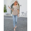 image:imageMicoson Womens Summer Puff Short Sleeve Tunic Tops Pleated V Neck T Shirts Casual Loose Fit Peplum Blouse