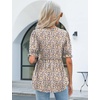 image:imageMicoson Womens Summer Puff Short Sleeve Tunic Tops Pleated V Neck T Shirts Casual Loose Fit Peplum Blouse