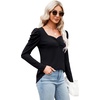 image:imageMicoson Womens Summer Shirt Ruched Square Neck Tops Puff Short Sleeve TShirt Loose Casual Tunics