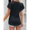 image:imageMicoson Womens Summer Tops Crewneck Lace Ruffle Sleeve Shirt Loose Tunic Blouses