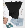 image:imageMicoson Womens Summer Tops Crewneck Lace Ruffle Sleeve Shirt Loose Tunic Blouses