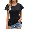 image:imageMicoson Womens Summer Tops Crewneck Lace Ruffle Sleeve Shirt Loose Tunic Blouses