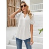 image:imageMicoson Womens Summer Tops V Neck Pleated Puff Short Sleeve Casual Tshirts Loose Tunic Blouse White Medium