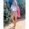 image:imageMicoson Womens Summer Tops V Neck Pleated Puff Short Sleeve Casual Tshirts Loose Tunic Blouse White Medium