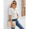 image:imageMicoson Womens Summer Tops V Neck Pleated Puff Short Sleeve Casual Tshirts Loose Tunic Blouse White Medium