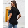 image:imageMicoson Womens Tops Cold Shoulder Tshirts Zipper Casual V Neck Tunics Blouse