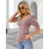 image:imageMicoson Womens Tops Short Sleeve Shirts Casual Square Neck Top Puff Sleeve Fitted Blouses