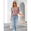 image:imageMicoson Womens Tops Short Sleeve Shirts Casual Square Neck Top Puff Sleeve Fitted Blouses