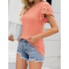 image:imageMicoson Womens Tops and Blouses Lace Short Ruffle Sleeve Summer Clothes Fashion Tee Shrits Blouses Coral Pink M