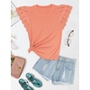 image:imageMicoson Womens Tops and Blouses Lace Short Ruffle Sleeve Summer Clothes Fashion Tee Shrits Blouses Coral Pink M