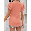 image:imageMicoson Womens Tops and Blouses Lace Short Ruffle Sleeve Summer Clothes Fashion Tee Shrits Blouses Coral Pink M