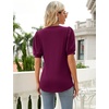 image:imageMicoson Womens Tshirts Short Puff Sleeve Asymmetrical V Neck Tops Dressy Casual Cute Summer Fuchsia Tunic Tshirts Purple Red L
