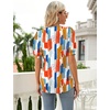 image:imageMicoson Womens Unique V Neck Tops Casual Puff Sleeve TShirt Summer Cute Tunic Bloluse Colorful Printed M
