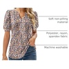 image:imageMicoson Womens V Neck Puff Short Sleeve Pleated T Shirts Fashion Summer Tops Casual Tunic BlouseFloral Pink