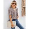 image:imageMicoson Womens V Neck Puff Short Sleeve Pleated T Shirts Fashion Summer Tops Casual Tunic BlouseFloral Pink