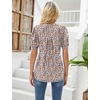 image:imageMicoson Womens V Neck Puff Short Sleeve Pleated T Shirts Fashion Summer Tops Casual Tunic BlouseFloral Pink