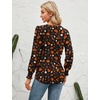 image:imageMicoson Womens V Neck Puff Short Sleeve Pleated T Shirts Fashion Summer Tops Casual Tunic BlouseZ3 Halloween Pumpkin