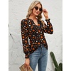 image:imageMicoson Womens V Neck Puff Short Sleeve Pleated T Shirts Fashion Summer Tops Casual Tunic BlouseZ3 Halloween Pumpkin