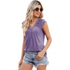 image:imageMicoson Womens V Neck Sleeveless Tank Tops Summer Pleated Shirts Cap Sleeve Top Loose Fit Casual Work Tunic Blouse