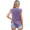 image:imageMicoson Womens V Neck Sleeveless Tank Tops Summer Pleated Shirts Cap Sleeve Top Loose Fit Casual Work Tunic Blouse