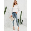 image:imageWomens Long Sleeve Blouse Ruffle Mock Neck Tops Dressy Casual Cute Lace Shirt Smocked Cuff Tunic Top