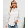 image:imageWomens Long Sleeve Blouse Ruffle Mock Neck Tops Dressy Casual Cute Lace Shirt Smocked Cuff Tunic Top