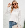 image:imageWomens Long Sleeve Blouse Ruffle Mock Neck Tops Dressy Casual Cute Lace Shirt Smocked Cuff Tunic Top